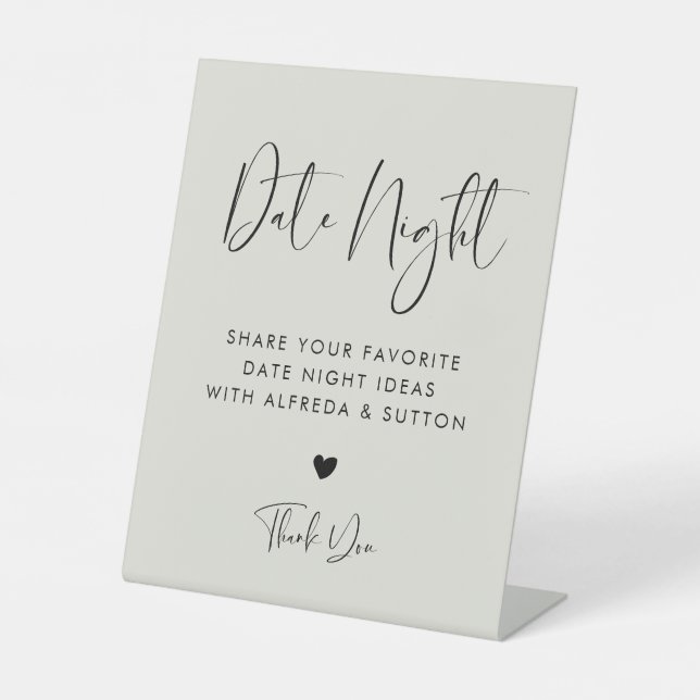 Expositor En L Elegante y moderno Sage de luz Green Date ideas de (Anverso)