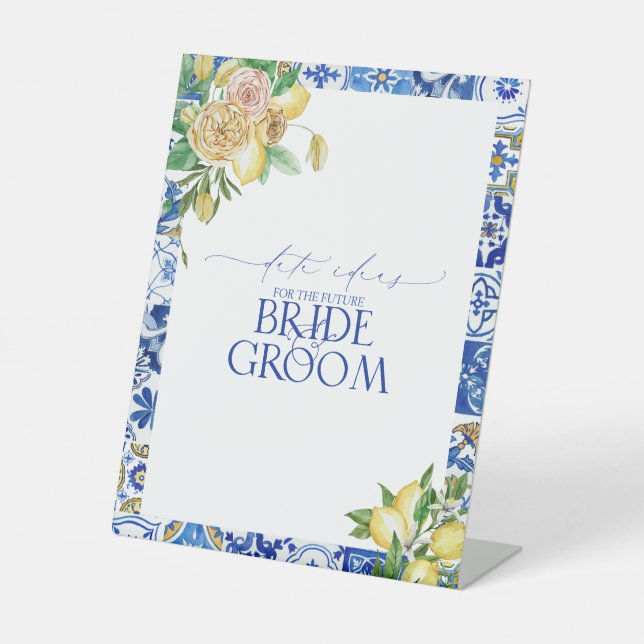 Expositor En L Elegantes ideas de fecha floral de limón mediterrá (Anverso)