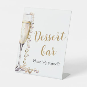 Expositor En L Elegantes Perlas de Oro y Rótulo Prosecco Dessert