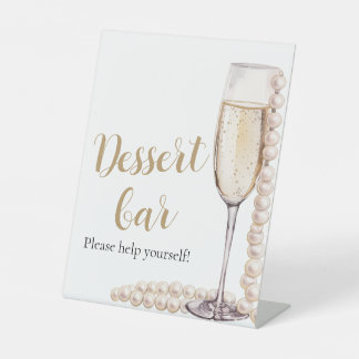Expositor En L Elegantes Perlas de Oro y Rótulo Prosecco Dessert