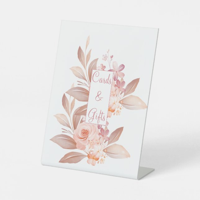 Expositor En L Elegantes Tarjetas De Boda De Flores Naranjas Y Re (Anverso)