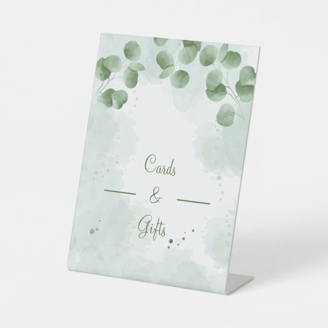 Expositor En L Elegantes Tarjetas Y Regalos De Bodas Verdes (Anverso)
