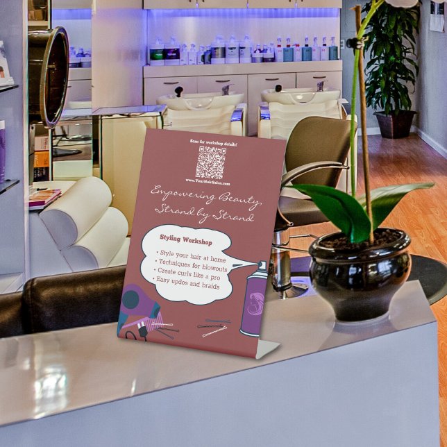 Expositor En L Empoderar el taller de belleza (Empowering Beauty Workshop Pedestal Sign)