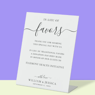 Expositor En L En lugar de favores, elegante donación de matrimon