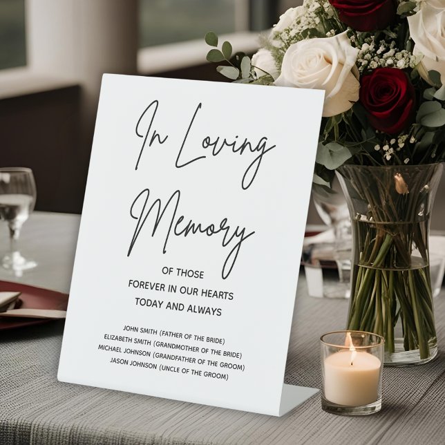 Expositor En L En memoria amorosa Boda de nombres personalizados (In Loving Memory Custom Names Wedding Memorial Pedestal Sign
)