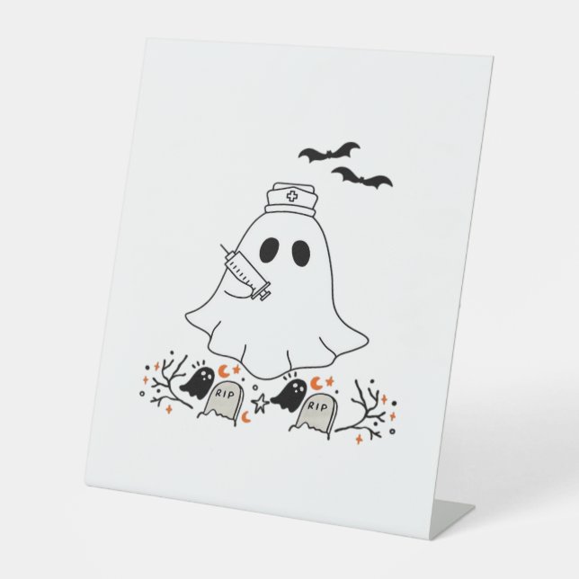 Expositor En L Enfermera Fantasma Cute Halloween Diseño Camiseta  (Anverso)