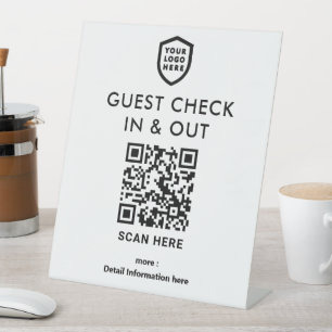 Expositor En L Entrada y salida de invitado de código QR   Logo d