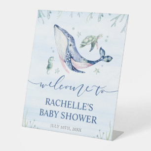 Expositor En L Es la bienvenida de Baby Shower de un niño bajo el