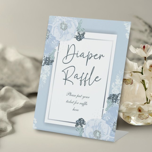 Expositor En L Es un chico floral azul Baby Shower Diaper Raffle (Subido por el creador)