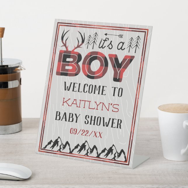 Expositor En L ¡Es un chico! Rustic Plaid Lumberjack Baby Shower (In Situ)