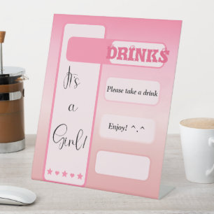 Expositor En L ¡Es una niña! Bebidas con gradiente rosa lindas
