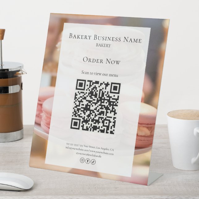 Expositor En L Escanear menú QR de panadería personalizada (In Situ)