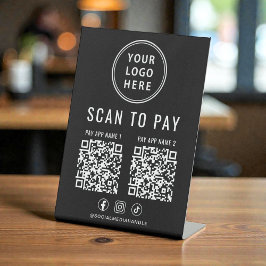 Expositor En L Escanear para Pagar 2 Códigos QR Logo Empresarial