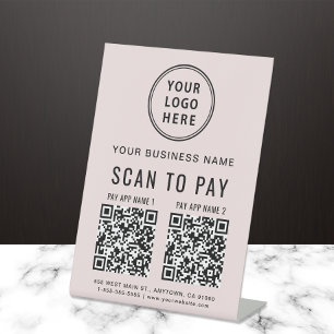 Expositor En L Escanear para pagar 2 códigos QR Logotipo comercia