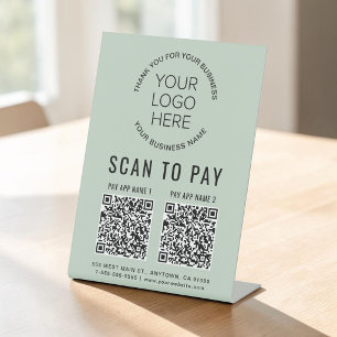 Expositor En L Escanear para Pagar 2 Códigos QR Logotipo Empresar
