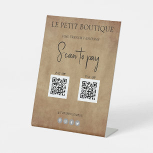 Expositor En L Escanear para pagar 2 códigos QR Papel cosechado