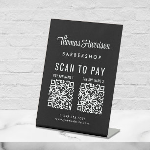 Expositor En L Escanear para pagar 2 códigos QR Tabletop Negocio