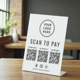 Expositor En L Escanear para Pagar 3 Códigos QR Logotipo de Negoc