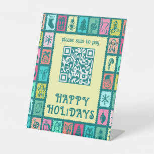Expositor En L Escanear para Pagar Caprichoso Navidad QR Personal