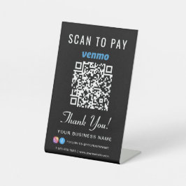 Expositor En L Escanear para pagar código QR de Venmo negro