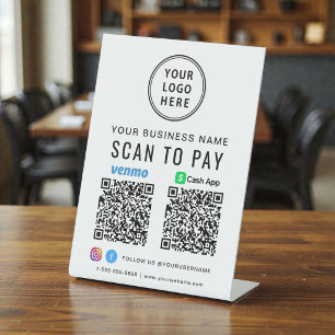 Expositor En L Escanear para Pagar Código QR Logo de CashApp Venm