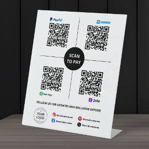 Expositor En L Escanear para pagar Código QR PayPal, Venmo, Cash 