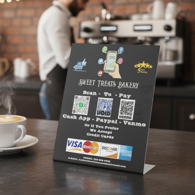 Expositor En L "Escanear para pagar" Código QR Rótulo Pedestal ("Scan To Pay" QR Code Pedestal Sign)