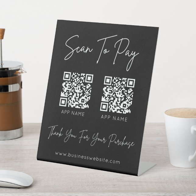 Expositor En L Escanear para pagar código QR Rótulo Pedestal Negr (In Situ)