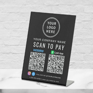 Expositor En L Escanear para pagar el logotipo CashApp Venmo QR C