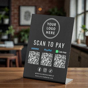 Expositor En L Escanear para Pagar Logotipo de Códigos QR de Payp