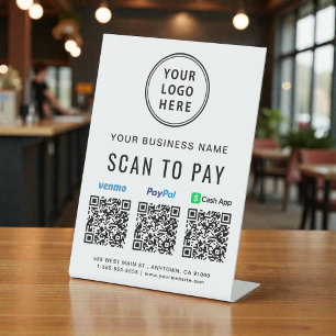 Expositor En L Escanear para pagar Logotipo de códigos QR de Payp