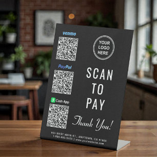 Expositor En L Escanear para pagar Logotipo de códigos QR de Payp
