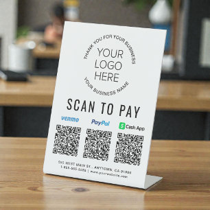 Expositor En L Escanear para pagar Logotipo de códigos QR de Payp