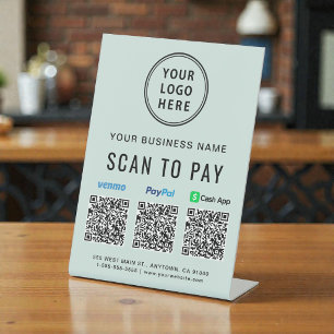 Expositor En L Escanear para pagar Paypal Venmo CashApp Código QR