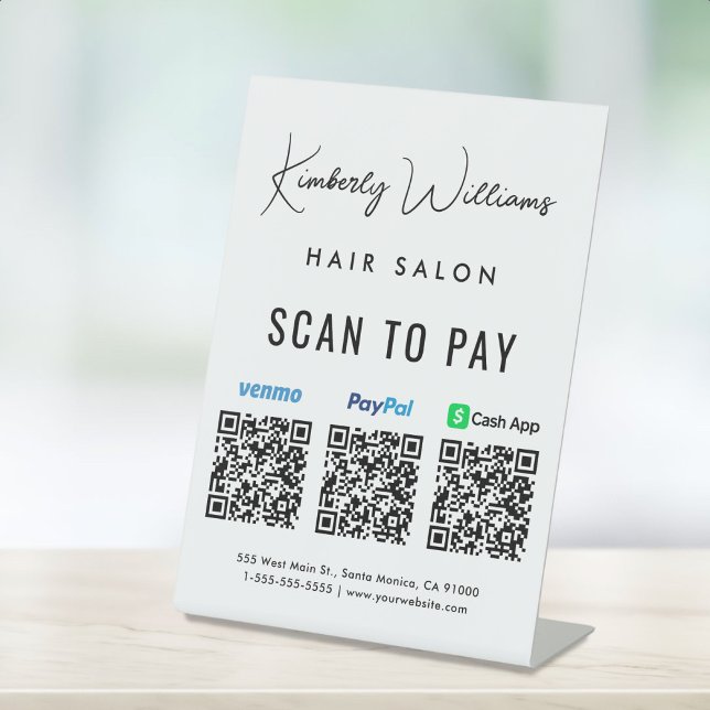 Expositor En L Escanear para pagar Paypal Venmo CashApp QR Code B (A QR code sign to effortlessly connect your customers to your payment platforms)
