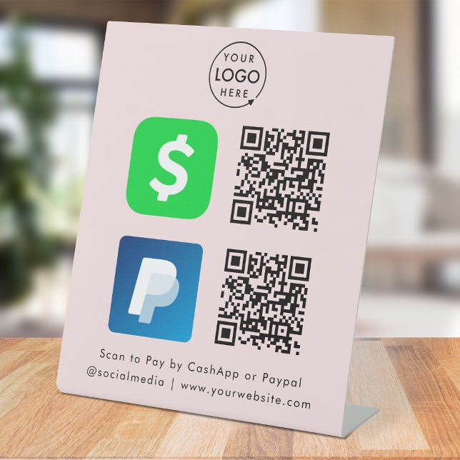Expositor En L Escanear para pagar | Pink de pago de código QR de (Versatile digital payment tabletop signs for sales, retail stores, salons, pop-ups, events & more!)