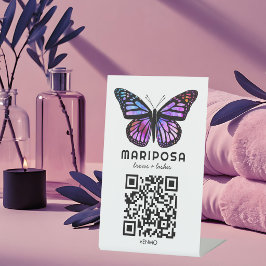 Expositor En L ESCANEAR PARA PAGAR QR Mariposa Salón de Belleza E