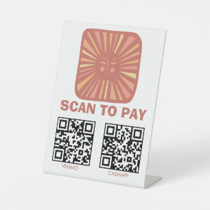 Expositor En L Escanear para pagar QR Sol Brillante Rosa Encantad