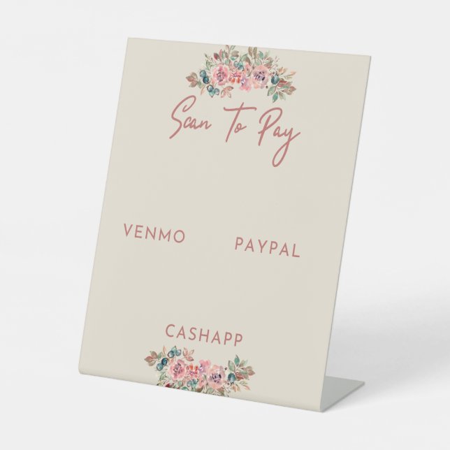 Expositor En L Escanear para pagar tema floral (Anverso)