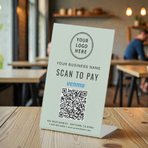 Expositor En L Escanear para pagar Venmo código QR Sage Verde