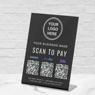 Expositor En L Escanear para pagar Venmo Paypal Zelle Códigos QR 