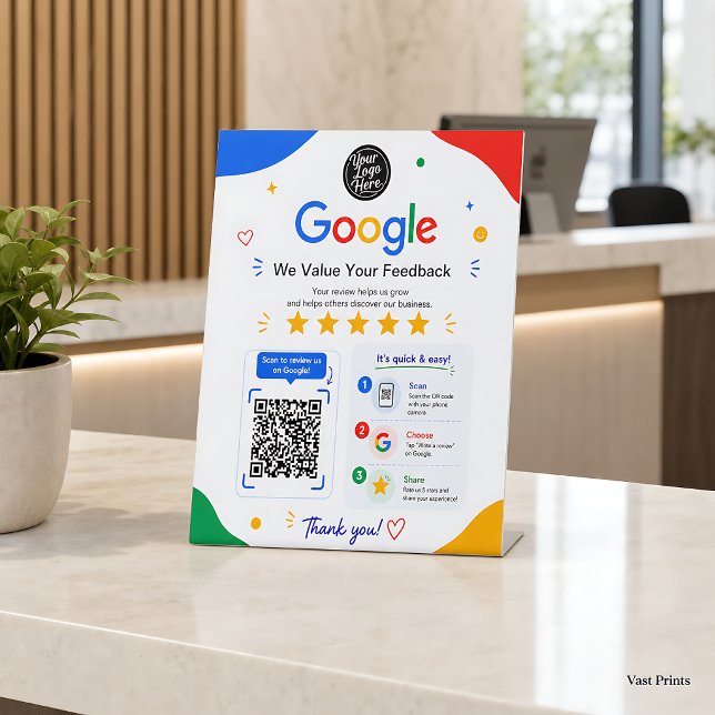 Expositor En L Escanear para revisar el código QR de comentarios  (Scan To Review Google QR Code Customer Feedback Pedestal Sign
)