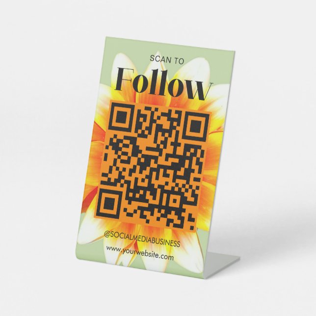 Expositor En L Escanear para seguir la flor Retro de Social Media (Anverso)