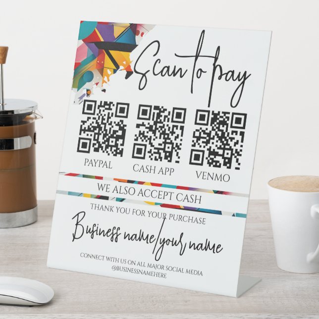 Expositor En L Escaneo comercial para pagar código QR 3 personali (In Situ)