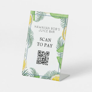 Expositor En L Escaneo de código QR de hojas tropicales para paga