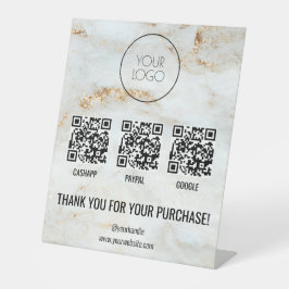 Expositor En L Escaneo de código QR de mármol blanco para pagar e