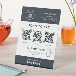 Expositor En L Escaneo de código QR para pagar | Logotipo de empr