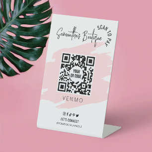 Expositor En L Escaneo De Negocios Para Pagar El Código QR Pez Ro