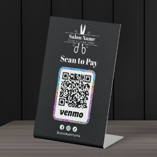 Expositor En L Escaneo de pago moderno salón Glitter Venmo Código