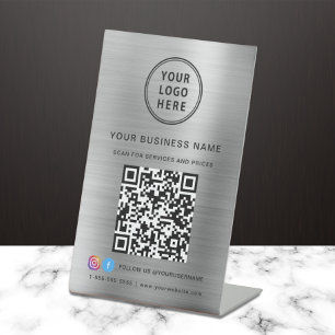 Expositor En L Escáner de logotipo empresarial Código QR de redes